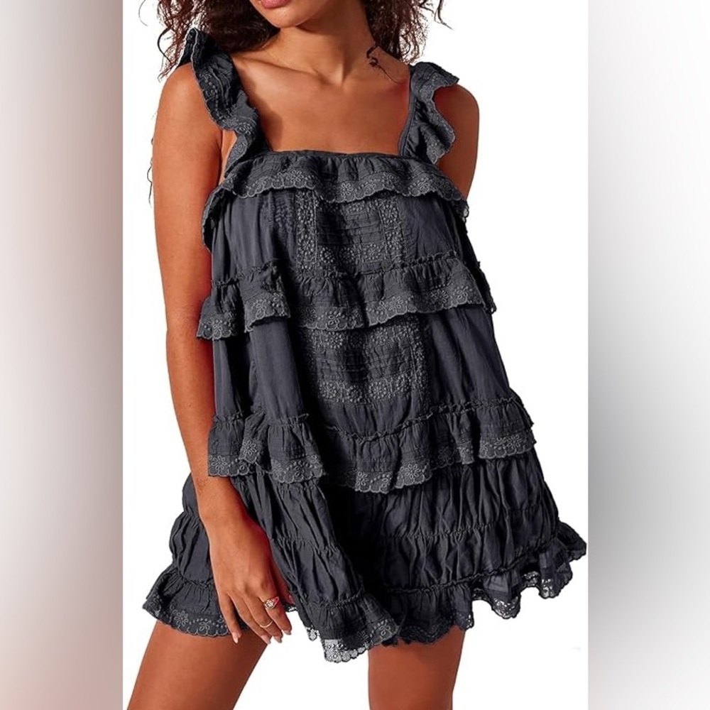 Chic Black Ruffle Backless Dress - image 2